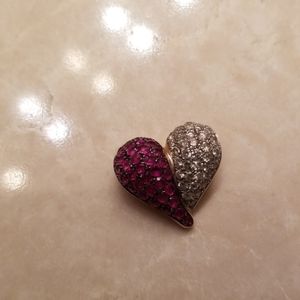 14kt Gold Ruby & Diamond Heart Pendant